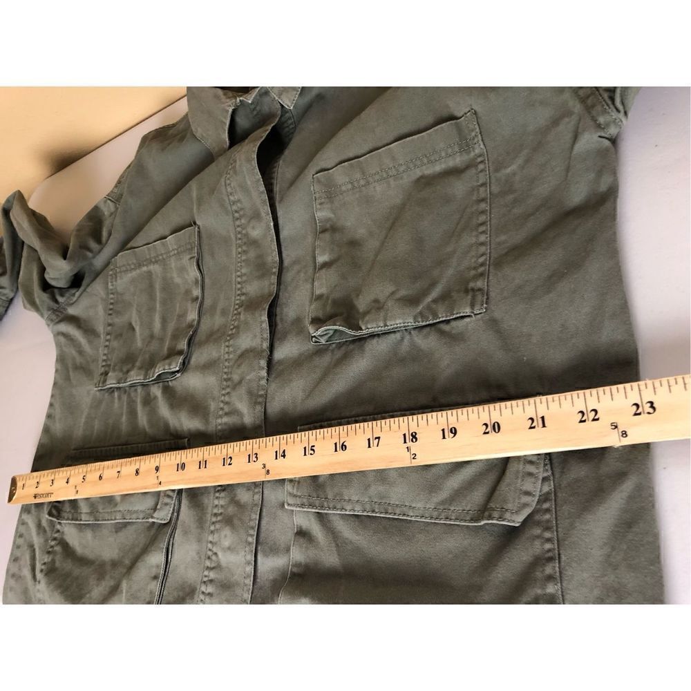 Full Tilt Jacket Snap Front Close Long Slv Snap Cuff 4 Pockets Olive Medium - Picture 7 of 12